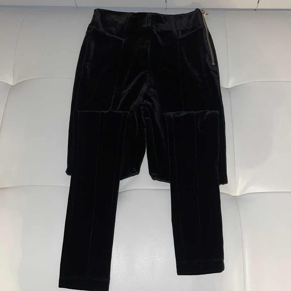 Black velvet leggings